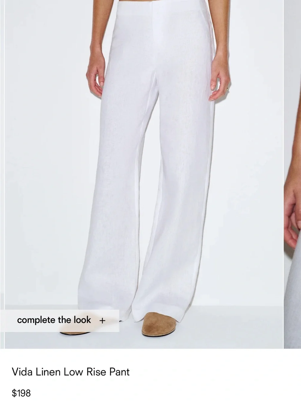 Vida Linen Low Rise Pant - White